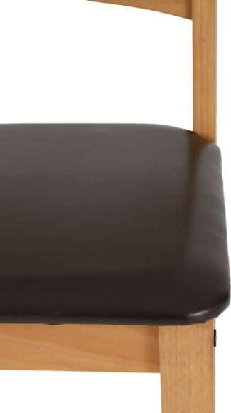 CORONA Pine Dining Chairs With a Brown Pu Padded Seat W42cm x D47 - Main Image