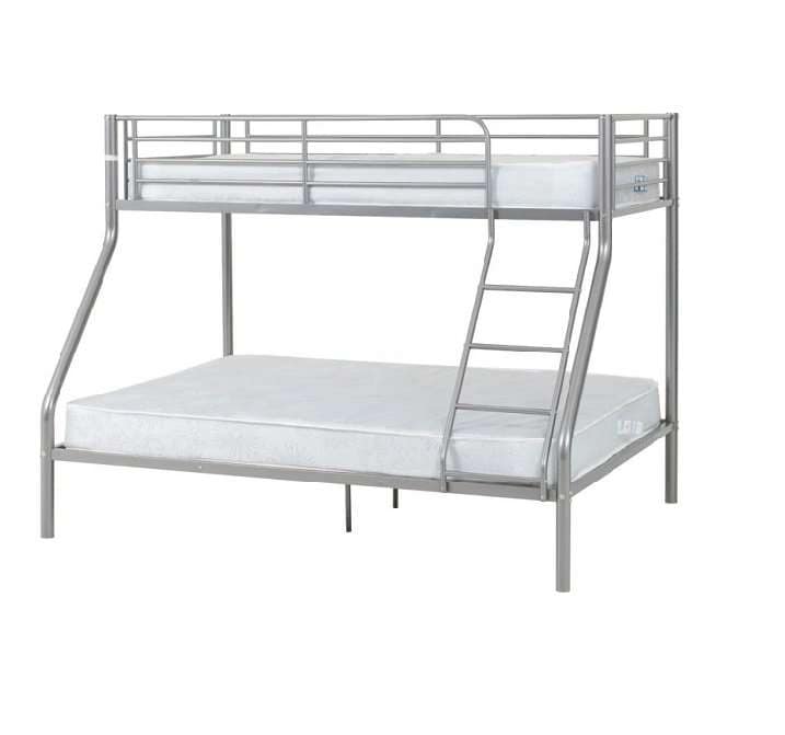 TANDY Silver 3ft Top 4ft6 Bottom Bunk/Triple Metal frame Bunk Bed