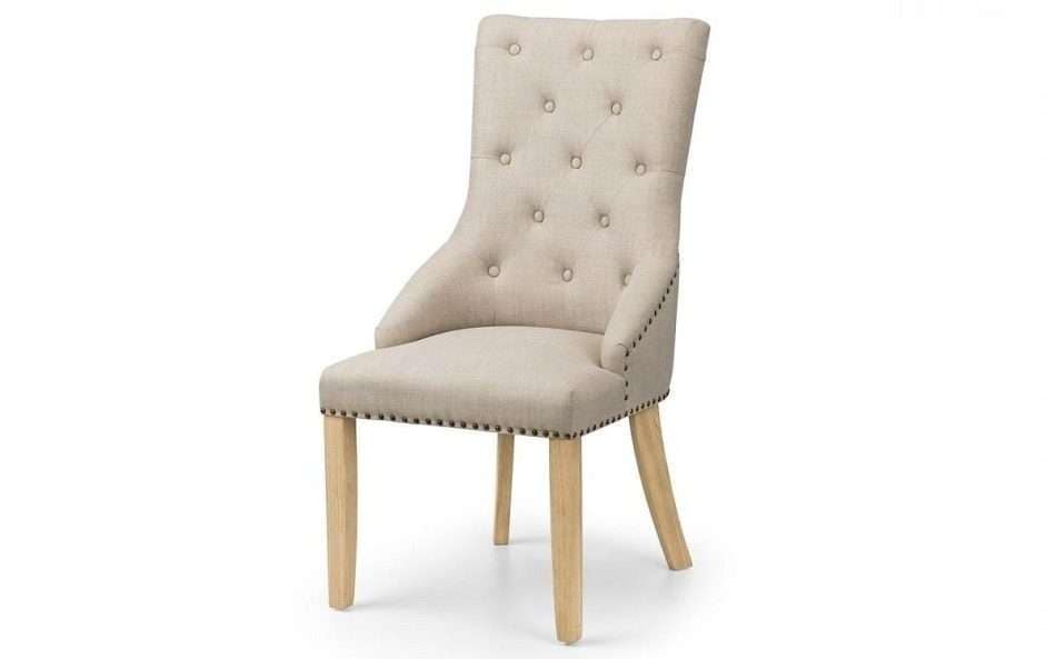 HOXTON Oatmeal Linen Button Back Stud Dining Chairs H105cm (Price per Chair)