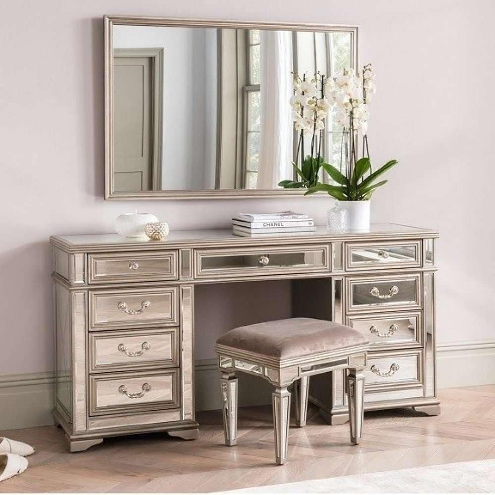 Champagne Mirrored Dressing Table Stool ROYAL Taupe Champagne